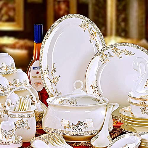 Juegos de platos cuadrados de porcelana 56, 60 piezas Juego de vajilla de cerámica Platos Platos Combinación de cerámica Juego de servicio de cena