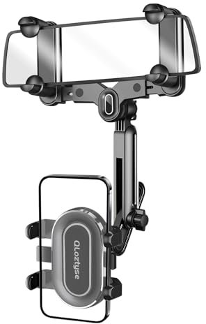 QLoztyse Auto Rückspiegel Handyhalterung, 360° Drehbar, Verstellbare Multifunktionale Halterung iPhone, Huawei, Xiaomi und Samsung Galaxy Handys usw