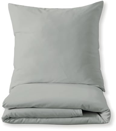 Mixibaby Luxuriöses Bettset aus Mako-Satin 100% Baumwolle 135x200 155x220 200x200 200x220, Größe:135 x 200 cm, Farbe :Silber