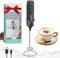 HAUSHOF Montalatte Eletrico con Supporto, Frullino Elettrico Ricaricabile in Acciaio INOX per Cappucino, Schiuma Latte Eletrico per Cappuccino, Espresso, Latte, Uova- Nero