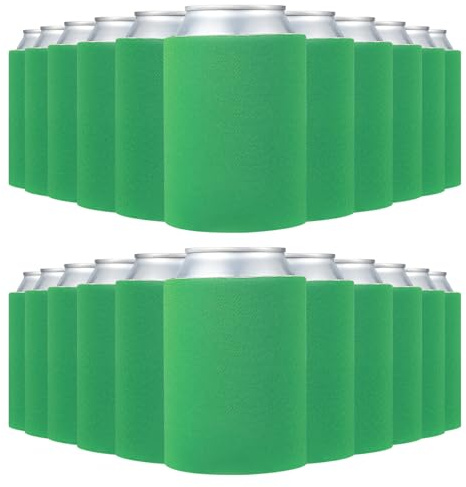 PATIKIL Fundas para Latas de Cerveza en Blanco, 100 Unidades, Fundas Plegables a Granel para Botellas Aisladas de Espuma para Latas de 10 Oz, Eventos de Bodas y Fiestas, Verde