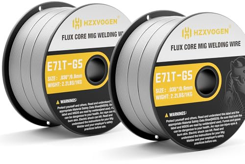 HZXVOGEN Alambre de soldadura 0,8 mm 1KG+0.9 mm1KG, Flux E71T-GS hilo de soldar sin gas, 2 unidades para equipos de soldadura MIG