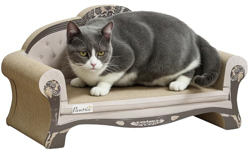 PawHut Cat Scratching Board 2-in-1 Cardboard Lounge with Catnip, Brown