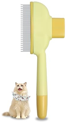 ETIALURE Brosse Attrape Poils pour Chat, Peigne Chat Poil Long Noeud avec Bouton Realease pour Chien, Brosse Activ Pet (Jaune)