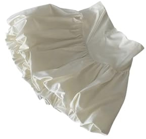 WSQHAO Gonna a Palloncino da Donna, 2 Pezzi, a Vita Alta, con Orlo Arricciato, Linea ad A, Plissettata, Corta, for Ragazze Adolescenti, gonne gonfie da Strada per Donna(White,M)