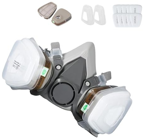 Respiratore di sicurezza contro la polvere - Maschera respiratoria riutilizzabile, equipaggiamento di protezione professionale con filtrazione regolabile su mezzo viso | Velocità personale di difesa