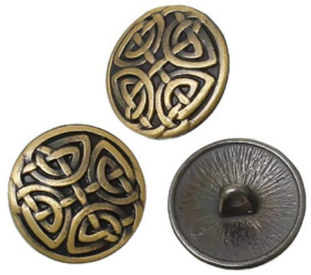 10 Stück Metallknöpfe Ösenknöpfe mit Keltik-Muster antikbronze bronze Ø 17mm