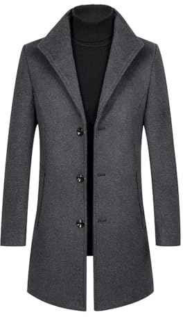 Allthemen Vinterkappa för män varma jackor kappa parkas, 802Mörkgrå, XL