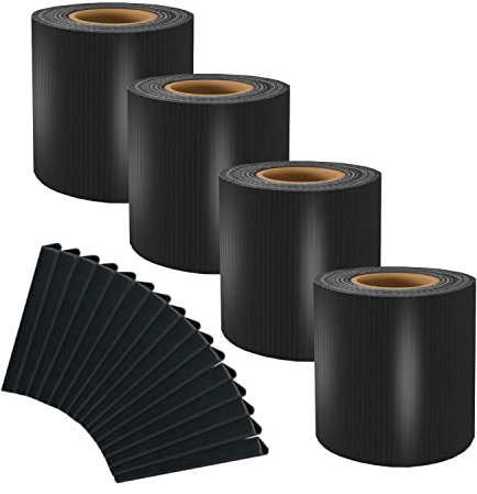Sellon24® Lot de 4 bandes brise-vue en PVC à double fil - 4 rouleaux de 35 m x 19 cm - 80 clips de fixation inclus - Brise-vue 450 g/m² (noir)