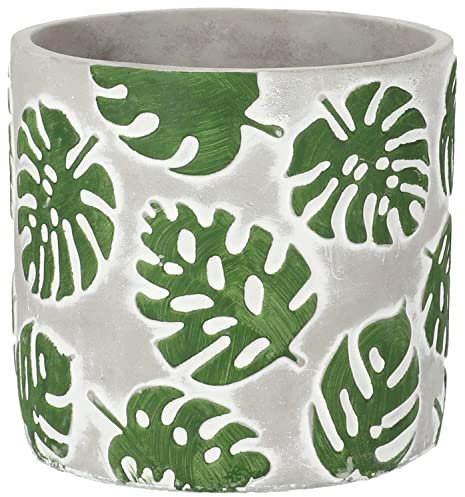 KOTARBAU® Pot de fleurs en béton décoratif Motif feuille de fenêtre Monstera 16 cm