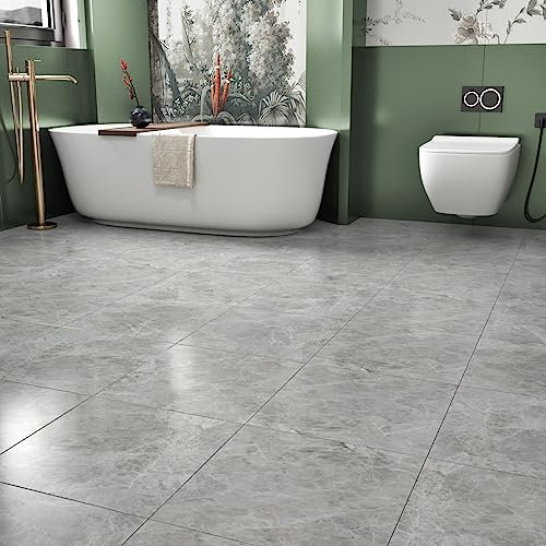 Yullpaper Suelo Vinilo Autoadhesivo Gris Baldosas Adhesivas Suelo Laminado Aspecto Mármol Antideslizante Vinilo Suelo Cocina Baño Baldosas Adhesivas Suelo Gris 4 Piezas Suelo PVC, 30cm x 30cm