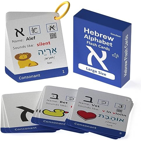 Hebrew Biblical Alphabet Syllabary Flash Cards – Alef Bet Letter Educational Jewish Language Learning Flashcards