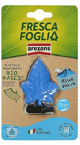 AREXONS Fresca Foglia Bocchetta, Profumatore Auto Gusto Blue Wave, con Plastica Profumata Bio-Based, Fino a 30 Giorni di Durata
