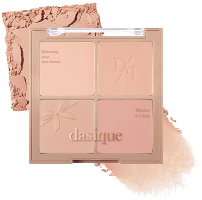 dasique Blending Mood Cheek #10 Nueces apagadas | 4 tonos mezclables en polvo suave Lighteight | Vegano | Maquillaje coreano | Rubor