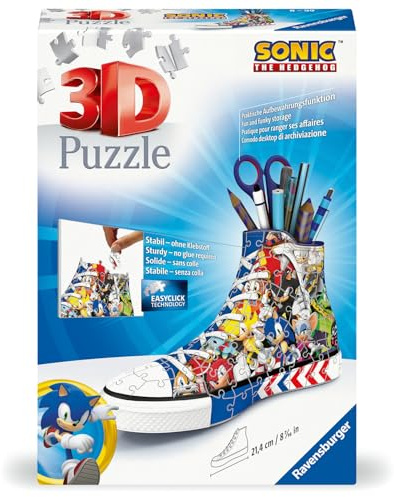 Ravensburger Sonic The Hedgehog Sneaker 3D Puzzle | Unique Collectible Puzzle with 108 Pieces | Fun for Sonic Fans | No Glue Needed