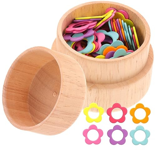 VILLFUL Marcatori per Uncinetto a Forma di Fiore, in Legno e Lega di Zinco, Facili da Trasportare, per Cucito e Lavori a Maglia