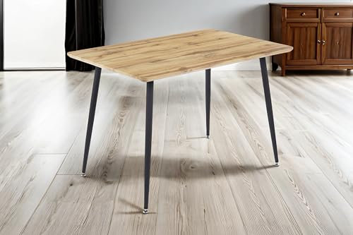 SAM Esstisch Trondheim | 115 x 75 cm | Holz Wildeiche-Optik | Schweizer Kante | 4-Fuß-Gestell Metall schwarz | Esszimmer & Küche