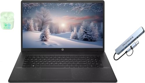 HP 17.3 Business Laptop Computer, 10-Core Intel Core i5, Windows 11, PLUSERA Earphones, Black (32GB RAM | 1.2TB Storage)