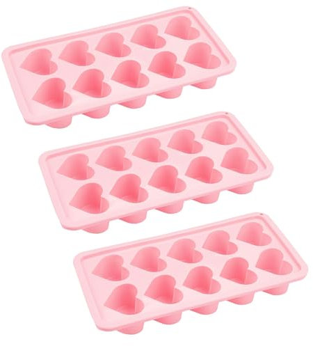 Yuannee Bac à Glaçons en Forme de Cœur,3 PCS Reutilisable Moules en Silicone en Forme de Cœur à 10 Cavités Silicone Facile à Démouler Moule pour Whisky Cocktail Jus de Fruits Boisson Glaces Chocolat