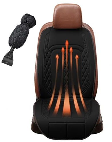 LRF-yxkj Scalda Sedile Auto 45 °C-65°C Chauffage Rapide, Contrôle Intelligent 12v Coprisedile Riscaldato per Auto Include Guanti E Pala da Neve,Black-1PCS
