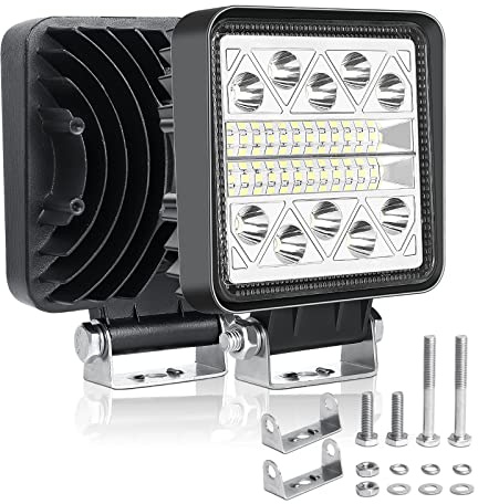 Willpower 2pcs 4 Inch 51W LED Work Light, Spot Flood Combo 12V 24V Offroad Driving Fog Lamps for Truck Tractor 4x4 Car ATV Motorbike Boat Excavator Moto, 6000K White, LED Reverse Lights