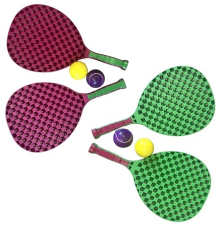 Juego de tenis de playa, 2 raquetas de plástico, 50 cm, con 2 bolas de espuma y funda de transporte, color aleatorio