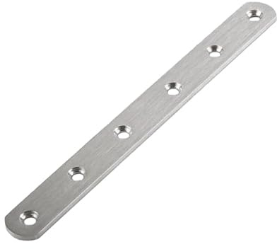 OMIDEAS 8 x Flat Joining Plates (197 x 20 x 3) Straight Mending Joining Fixing Repairing Flat Bracket Shelf Support Silver Stainless Steel Connector