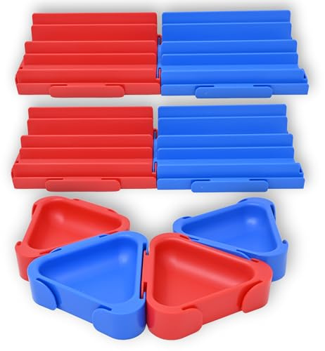 Boardgame Stuff 8-teiliges Set Modulare Token Schälchen mit Kartenhalter - Brettspiel Zubehör für Spiele Fans - Ressourcen Trays - Kartenständer für Gesellschaftsspiele - Card Holder (Rot-Blau)