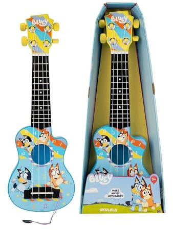 Bluey My First Ukulele Guitar | Ukulele acustico per bambini principianti con 4 corde in nylon | Giocattolo musicale per ragazzi e ragazze | Impara a suonare musica con Bluey | Gioco di ruolo