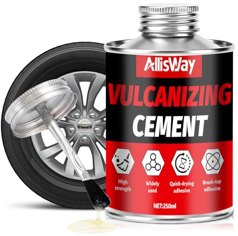 Allisway Mastice Per Riparazione Pneumatici, Ripara Gomme Auto, Include una Spazzola, Sigilla e Ripara ed è Utilizzato per Riparare Pneumatici di Auto, Moto e Biciclette,250 ml