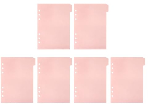 IDEANATEGRATE 6 Divisores de Carpeta Profesionales Desmontables A5, Pestañas Índice de Pp en Color Rosa Melocotón para Cuadernos y Agendas, Accesorios Prácticos para Organización Escolar