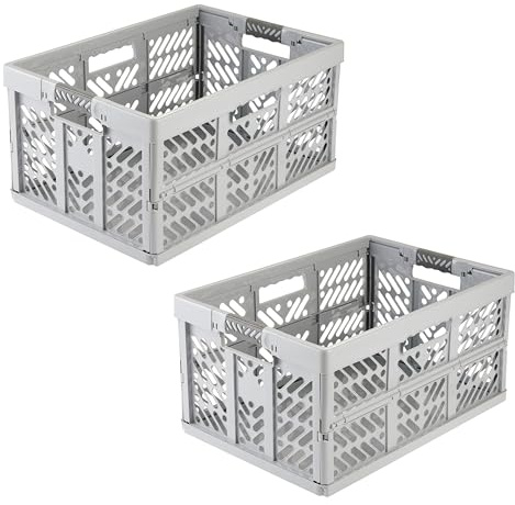 keeeper ben professionella hopfällbara lådor, set om 2, 45 l, nordisk grå | Förstärkta kanter, sidor utan vassa kanter, fast integrerade mjuka handtag, snabbt hopfällbara, max. 50 kg