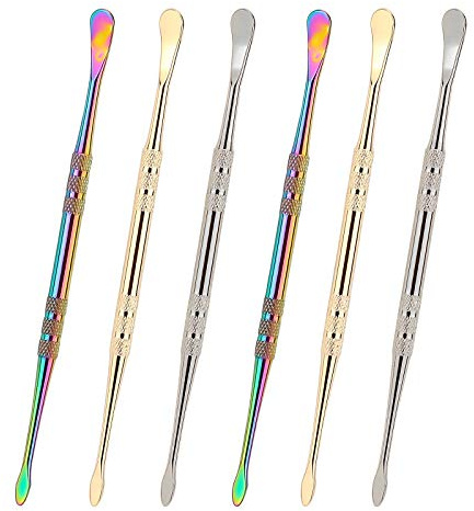 LUTER 6 Pieces Wax Carving Tool Sculpture Modeling Tools Stainless Steel Wax Carving Tool for Sculpturing Spoon 4.7 Inch (Gold, Silver, Rainbow)