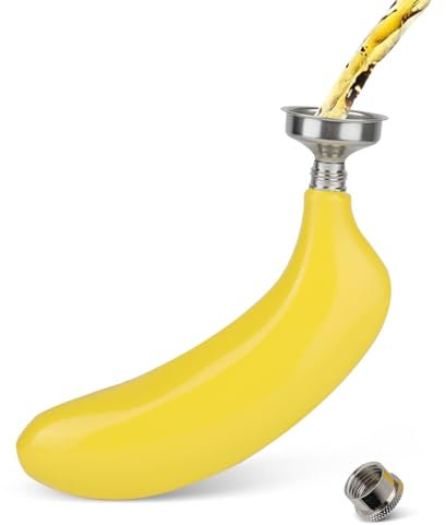 Fiaschetta Tascabile con Imbuto, Fiaschetta da 5oz in Acciaio Inox a Forma di Banana Portatile Fiaschetta Whisky in Acciaio Ino Fiaschetta per Liquori Bottiglia tascabile per alcolici in acciaio inox
