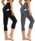 AMIYOYO Capri Leggings Damen mit Taschen 3/4 Sport Leggins High Waist Sporthose Blickdicht Elastisch 7/8 Yoga Hose Fitness Laufen für Outdoor 2er Pack(Schwarz+Dunkelgrau,L-XL=DE42-48)