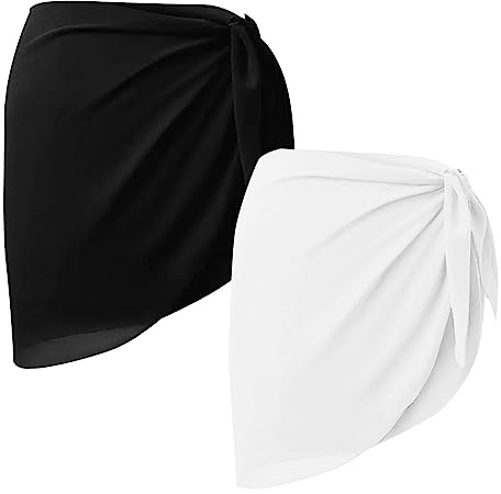 GWAWG 2 PCS Women Beach Wrap Short Sarongs Bikini Cover Up Chiffon Swimsuit Wrap Skirts for Swimwear