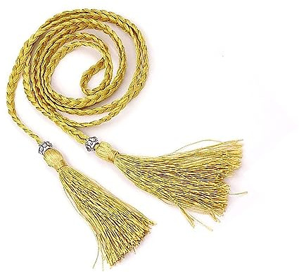Gunwon Cintura da donna intrecciata sottile, cintura in vita da donna con catena in corda con nappe e perline, cintura in tessuto magro per abito da donna, abito intrecciato con nappe, Giallo, Length