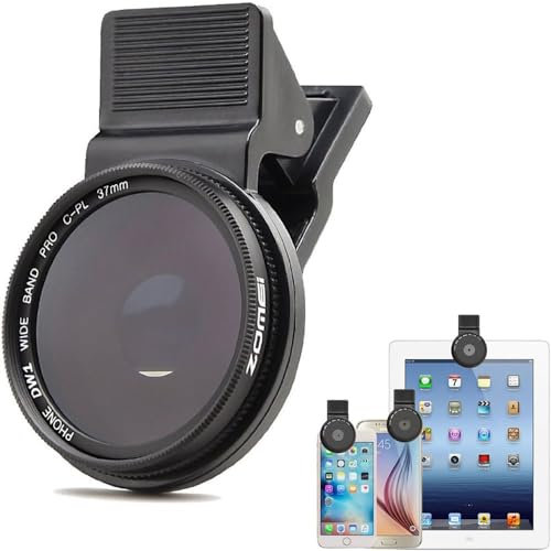 VOLOHAS Zomei Lente polarizador circular profesional para teléfonos móviles y tabletas, filtro CPL de 37 mm para iPhone 15/14/13/12/11, iPad Pro/Air, Samsung Galaxy S22/S21 smartphones Android