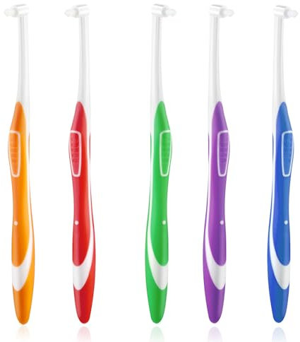 Ouligay 5 Stück Tuft Zahnbürste Einbüschelbürste Getuftet Bürste Weich Büschelzahnbürste Kleine Zahnbürste Tuft Toothbrush Zwischenräum Zahnbürste Zahnlücke Bürste für Zahnspange