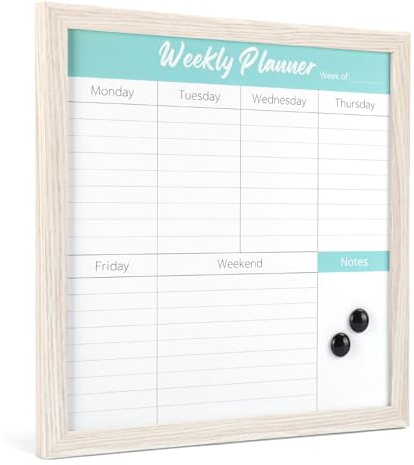 Schliersee Weekly Work Planner Calendar Dry Erase Whiteboard for Wall, 13x13 inch Magnetic Dry Erase Board, Hanging White Board, Portable Marker Board for Home, Kitchen, Memo, Office, Home, School