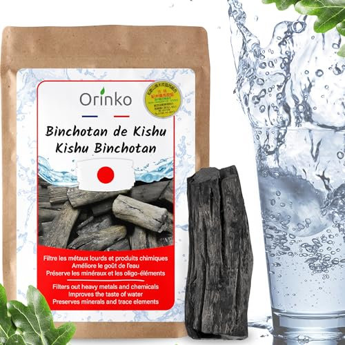 ORINKO ® Binchotan Bio Charbon Actif Eau x1 – Puissante Filtration Naturelle 3L/Bâton – Chêne Japonais Authentique (Kishu, Wakayama) – Idéal pour Carafe, Fontaine, ou Gourde - Taille L