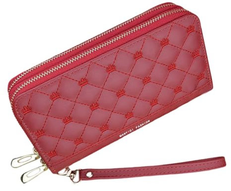 LEEXTON Portafoglio da Polso Donna con Doppia Cerniera, Porta Monete in Pelle PU per Telefono,Portacarte di Credito da Donna