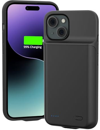 HUOBAO Akkuhülle für iPhone 15(6,1), 8500mAh 15W Power Bank Hülle Zusatzakku Akku Case Akku Ladehülle Handyhülle Akku Battery Case Akku Hülle für iPhone 15 Charger Case-Schwarz,6,1 Zoll