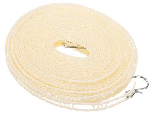 QUARKZMAN Stendino Portatile, Corda per Stendere Il Bucato in Nylon Antiscivolo e Antivento da 26,25 Piedi per Cortile, Viaggi All'Aperto, Campeggio, Asciugatura Del Bucato, Beige