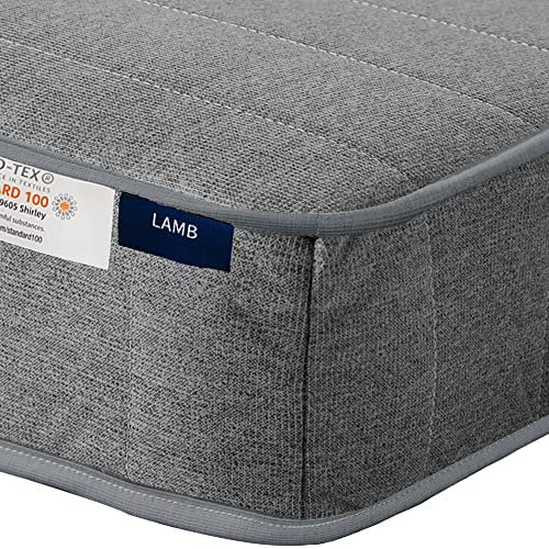LAMB Matratze 90x200 cm Taschenfederkernmatratze 7-Zonen Höhe 20cm Härtegrad H3+H4 Medic Orthopädische Federkernmatratze mit Schaumstoff und Microfaser-Bezug, Graue Matratzen für Kinder und Erwachsene