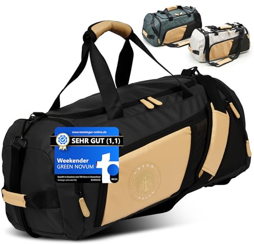 Sporttasche Herren Damen Reisetasche 42L - Schwimmtasche + Rucksack Trainingstasche mit Schuhfach | Weekender Duffel Bag Saunatasche | Sport Fitness Gym Tasche mit Rucksackfunktion Laptopfach