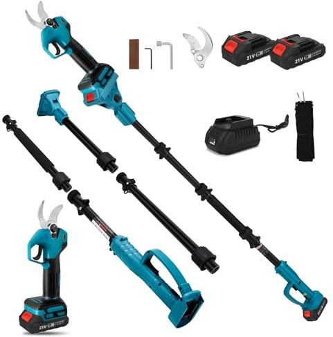 Cordless Pruning Shears with 2m Telescopic Pole and 2 * 1500mAh Battery