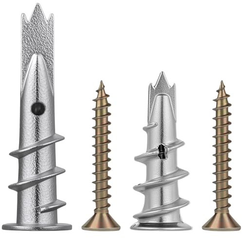 vsshe Pasadores para placas de yeso, pasadores autoperforantes para placas de yeso con tornillos, pasadores huecos, pasadores de hormigón para paredes de yeso (metal, 80 piezas, 2 tamaños)