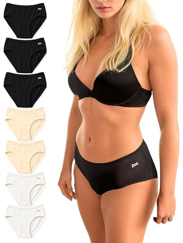 Bea Lot de 7 Culottes en Bambou pour Femme, Culotte pour Femme en Bambou Ultra-Douce, sous-Vêtements Féminins Respirants, Couvrants, à Taille mi-Haute
