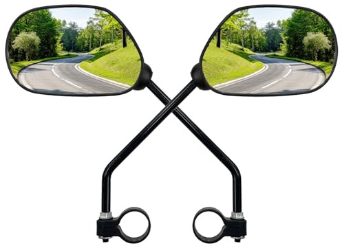 Homieway Specchietto retrovisore per bicicletta, 2 pezzi Specchietto retrovisore per bicicletta, HD Vetro reale Specchietto retrovisore per E-Bike, Superficie dello specchio extra grande, Specchietto